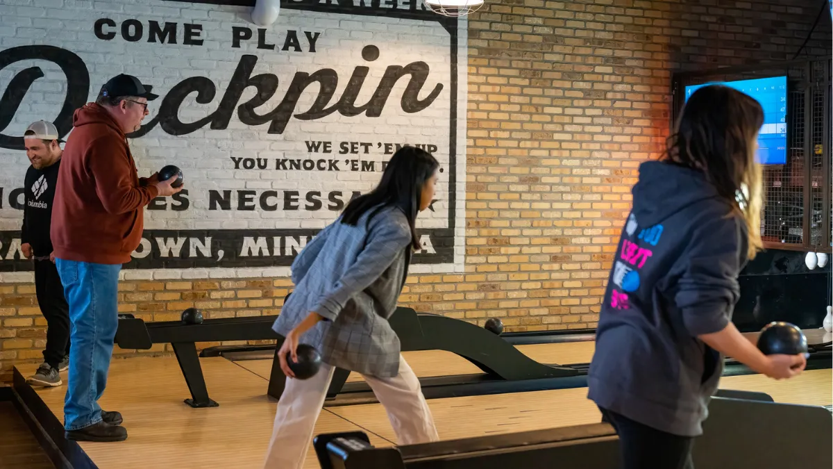 A few players on the duckpin lanes for a coporate event
